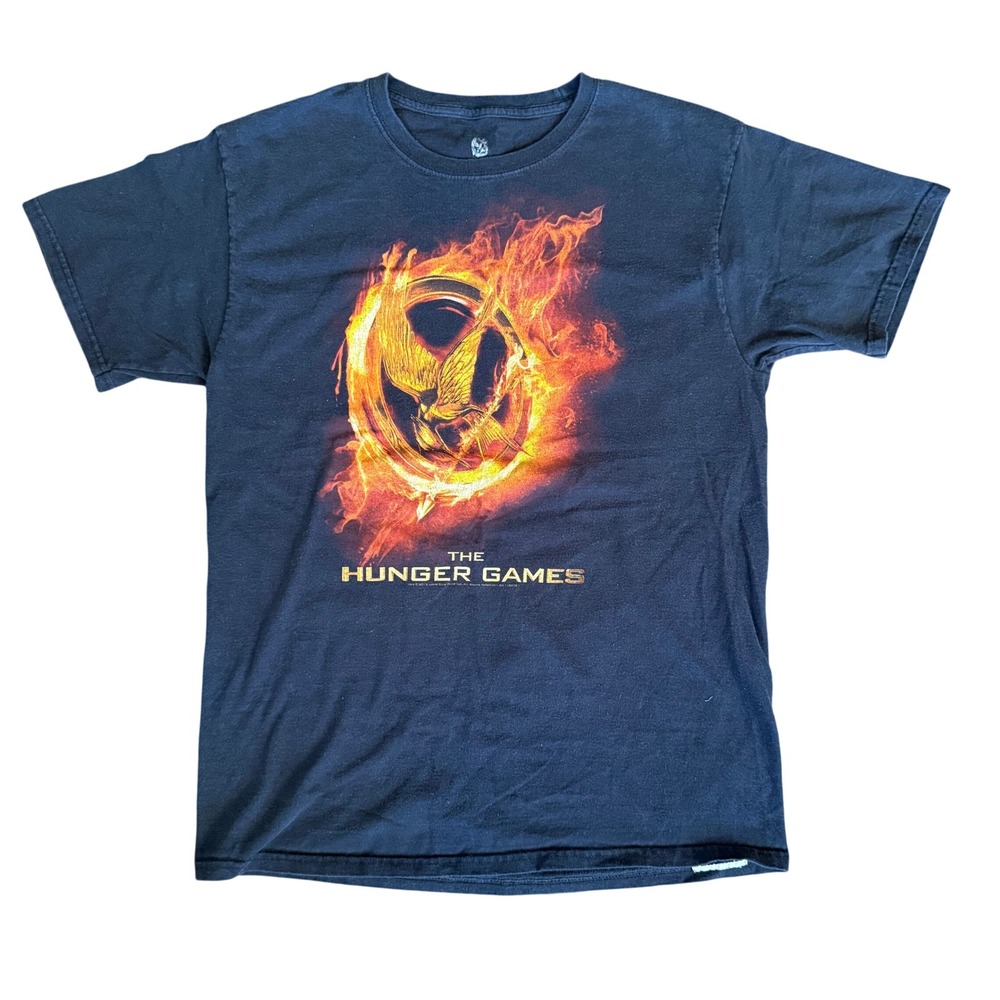 The Hunger Games 2012 Movie Promo Mockingjay Graphic T-Shirt Black Mens Medium